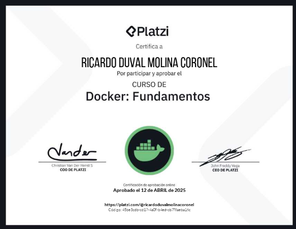 Docker Fundamentos certificate